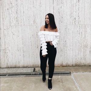 Polka Dot Ruffled Crop